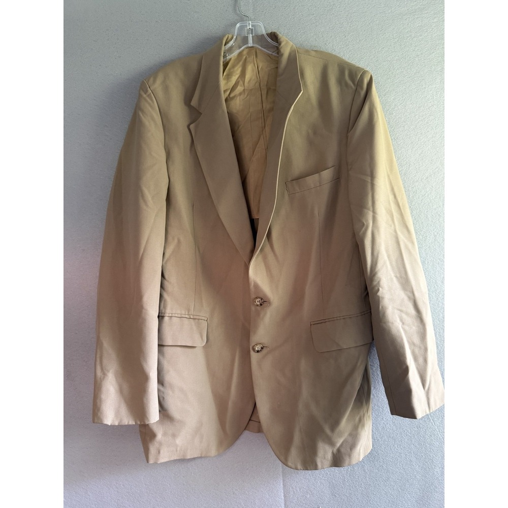 Stafford Blazer Sport Coat Mens 40R Beige Cotton Classic Casual Jacket Spring